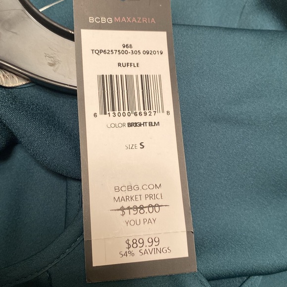 BCBG Maxazria NWT, Forest Green Dress, see measurements in photos below. - Picture 9 of 11